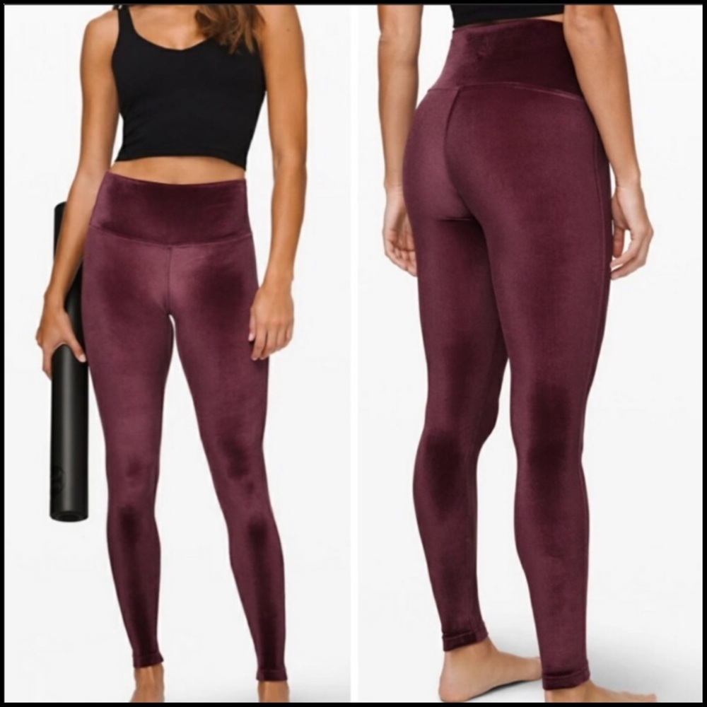 🆕 Lululemon 12 Velvet Wunder Lounge Tights  High Rise Garnet Red NWT 28” length